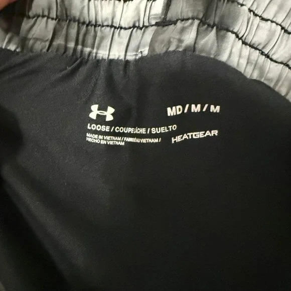 Under Armour Womens HeatGear Running Shorts Medium Black Grey Abstract - Picture 8 of 8